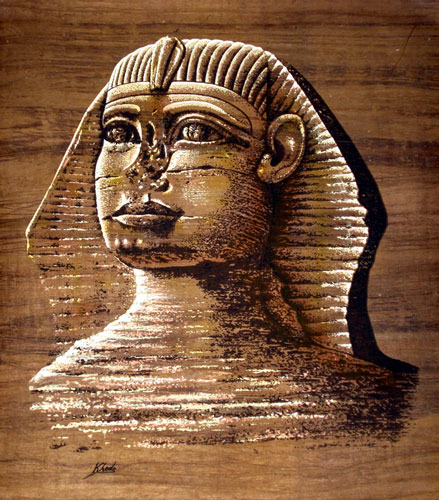 Egyptian Papyrus Painting -  Sphinx