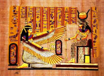 Papyrus painting, Ma'at and Isis