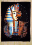 Papyrus Painting: King Tut  Funeral Mask Shadowed