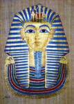 Egyptian Papyrus Painting: King Tut  Funeral Mask 