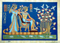 Papyrus art King Tut and bride