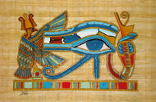 &nbsp;The Protective Eye of Horus Papyrus Painting Blue Tones