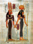 Papyrus art Isis leads Nefertari in the afterlife