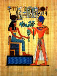 Egyptian &nbsp;Papyrus Painting: Ramses' Journey to the Afterlife with Isis