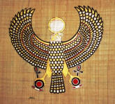 Egyptian Papyrus Painting -  Golden Falcon