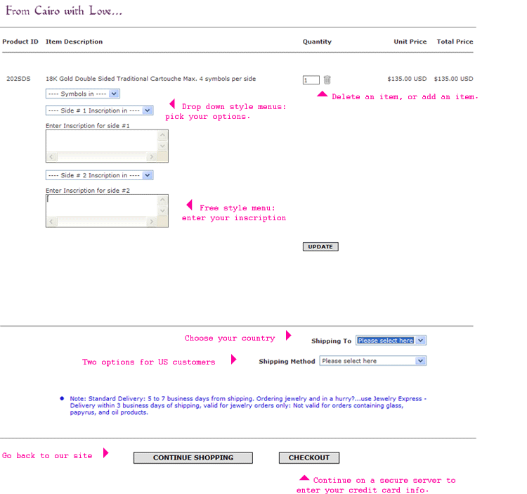 example of online ordering