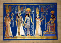  Papyrus Painting:   Queen Nefertari in the Afterlife with Vivid Blue Background