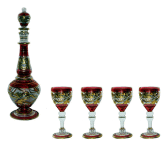 Blown glass decanter set