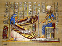 Papyrus painting, Ma'at and Isis