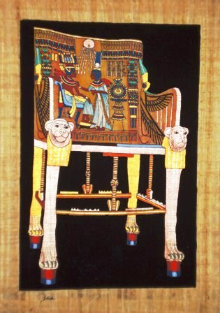 Egyptian papyrus art King Tut's Throne