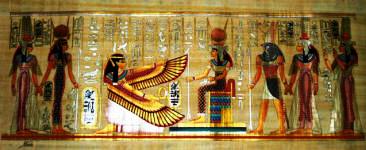 &nbsp;Papyrus Painting - Coronation of Nefertari with Golden Highlights