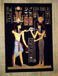 Egyptian &nbsp;Papyrus Painting:  Ramses' Journey to the Afterlife Dramatic Black Background