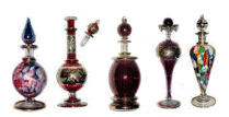 Egyptian blown glass perfume bottles