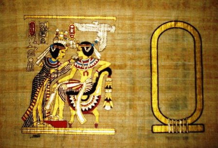 Personalized Papyrus Painting: King Tut and Wife