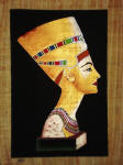 Papyrus Painting - Golden Queen Nefertiti with Black Background
