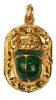 18k gold Scrab pendant with inlaid stone