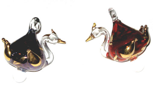 blown glass swan christmas ornaments