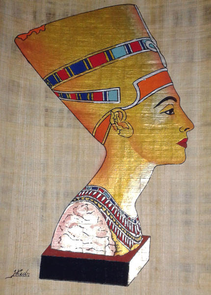 20x15 Cm Hand Painted Queen Nefertiti Details about   Egyptian Papyrus 