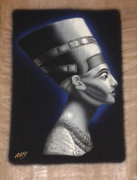 Egyptian Papyrus Paintings: Silver Queen Nefertiti