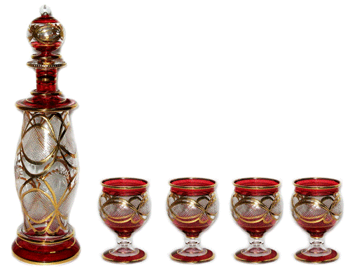 Blown glass decanter set