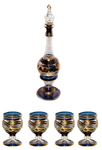 Blown glass decanter set