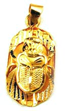 Scarab pendant 18k gold diamond cut