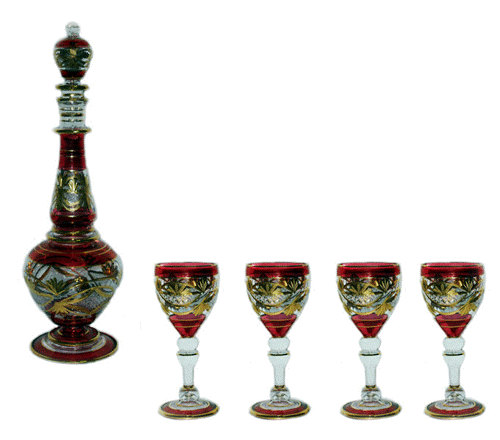 Blown glass decanter set