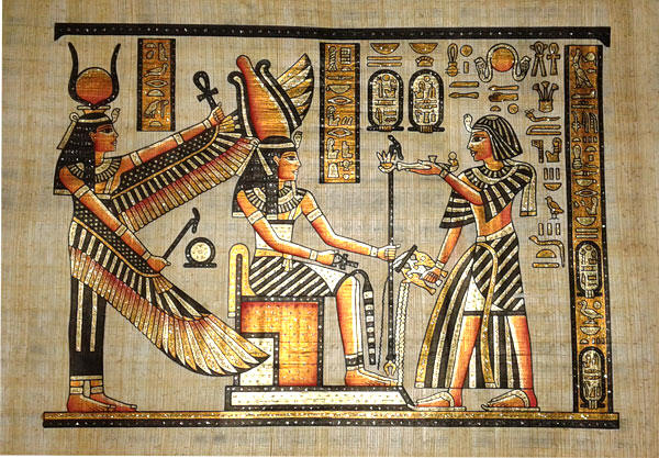 Papyrus Painting: The Goddess of Thebes - Isis Wings Spread Welcomes ...