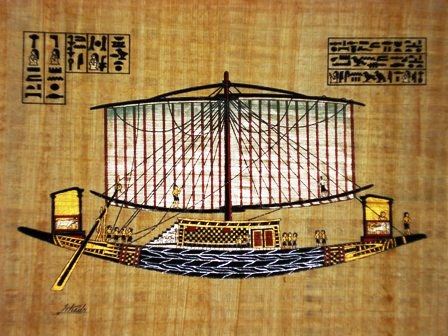 Papyrus Painting:  Solar Boat