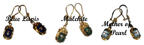18k gold Scarab earrings with inlaid stone